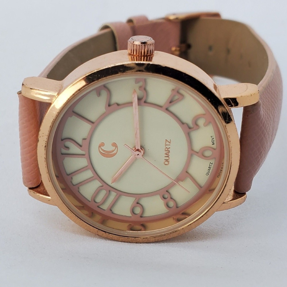 Charming Charlie Women's Watch 36MM Cream Dial Leather Bands New‎ Battery